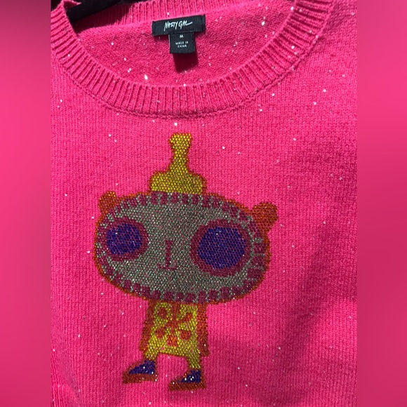 NWOT rhinestone figure crop top sweater - Picture 3 of 4